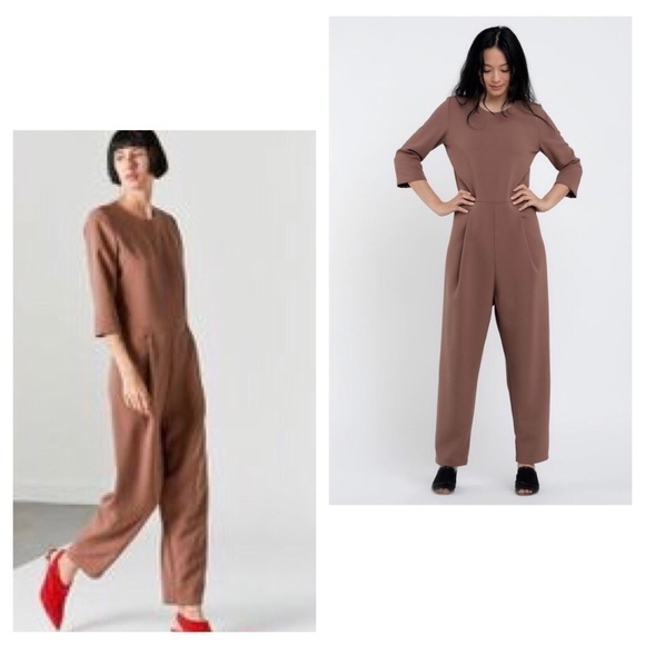 Kaarem Agati Mid Sleeve Jumpsuit- Cocoa Brown Large - Picture 2 of 11